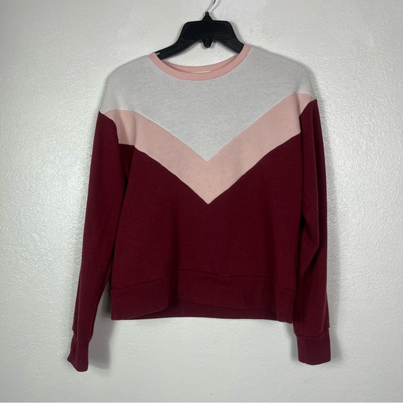 Marine Layer Sweaters - Marine layer chevron pink maroon white pullover crewneck soft sweater